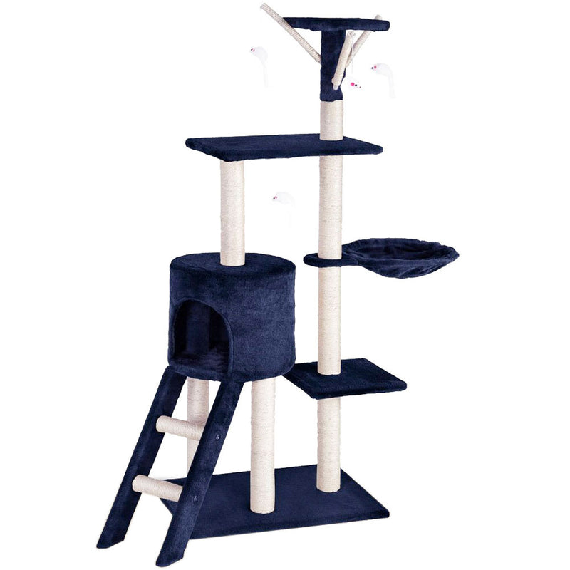 Tiragraffi per Gatti Albero Sisal Parco Giochi Gioco Gatto Tira Graffi Blu Scuro