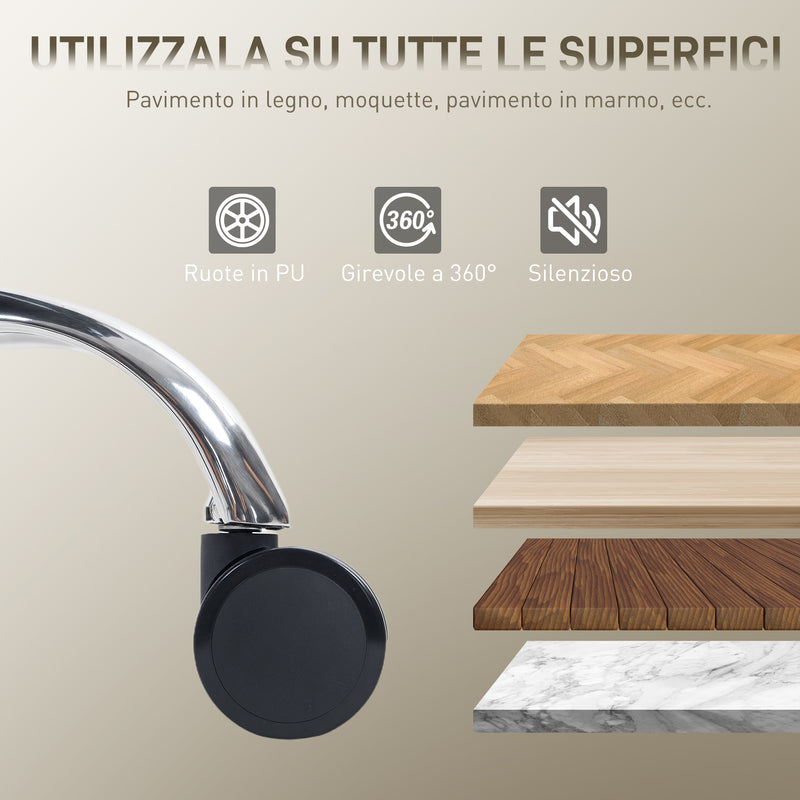 Sedia da Ufficio 76x73x117-125 cm con Poggiapiedi e Poggiatesta in Pelle PU Schiuma e Metallo Nero      