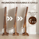 Armadietto Portagioie 36x30x136 cm con Specchio Regolabile e Luci LED in MDF e Vetro Marrone Rustico      