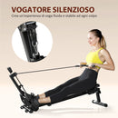 Vogatore Pieghevole con Monitor LCD e Sedile Imbottito Resistenza a Elastico Capacità 150 kg Nero      