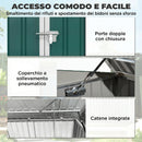 Capanno da Giardino Organizer per Bidoni Spazzatura 179,5x108x129,5 cm in Acciaio Zincato Verde      