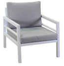 Set Salotto da Giardino Divano 2 Poltrone e Tavolino in Alluminio New Irvine Bianco