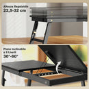 Supporto Monitor Inclinabile e Regolabile 83,5x33x23,5-34 cm con Cassetto Laterale in Legno Nero      