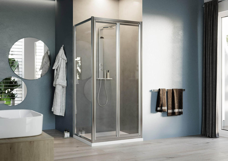 Box Doccia Angolare 2 Ante Battenti in Cristallo Trasparente 4mm H198 Fosterberg Maribo Duo Varie Misure