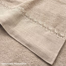 Set Spugna 4 Pezzi Asciugamani Viso + Ospite con Balza e Trina di Lino Garrini Bryanna Bronzo