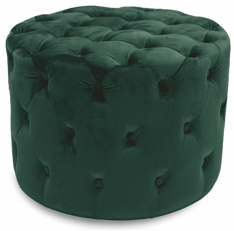 Pouf Poggiapiedi Sgabello Tondo Ø60 cm in Velluto Soriani Verde