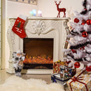 Camino Elettrico da Pavimento 116x150x33 cm Effetto Fiamma 1500W Perla Bianco