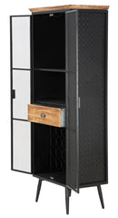 Mobile Iron School Grid 63x38,5x164 cm in Ferro e Legno di Abete Nero e Marrone