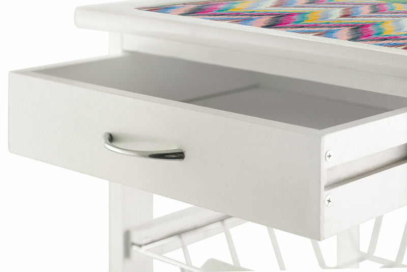 Carrello da Cucina Salvaspazio 37x37x76 cm 3 Ceste in Legno Soriani Zig Zag Bianco