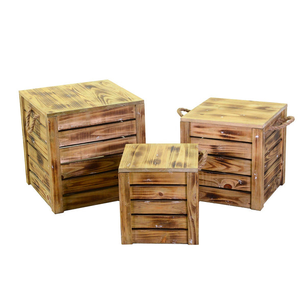 prezzo Lot de 3 Poufs en Bois 42x42H43,5cm Naturel