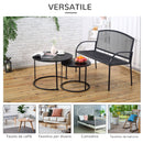 Set 2 Tavolini Bassi Sovrapponibili in Ferro Nero