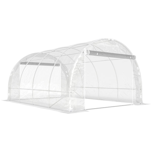 sconto Serra a Tunnel 3x4x2 m con Porte Avvolgibili Telaio in Acciaio e Copertura in PE Anti-UV Trasparente