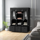 Armadio Guardaroba Pieghevole Salvaspazio 125x43x162,5 cm in Tessuto Nero      
