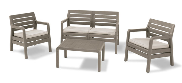 prezzo Salon de Jardin Canapé 2 Fauteuils et Table Basse en Résine Keter Delano Lounge Cappuccino