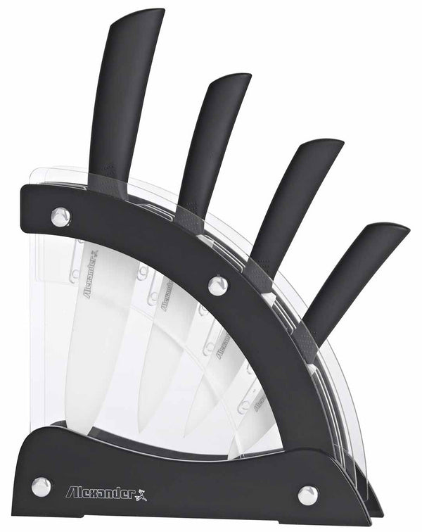online Bloc de 4 Couteaux en Céramique Alexander Vela Noir