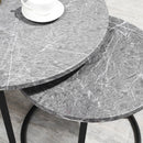 Set 2 Tavolini Piano Effetto Marmo Struttura in Metallo Nero