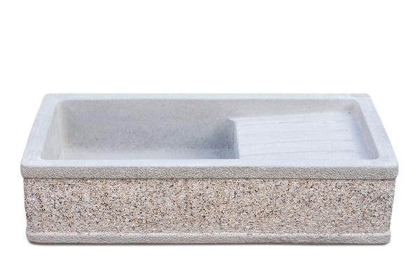 Lavandino con Sgocciolatoio da Esterno 80x40x20 cm in Calcestruzzo Bocciardato Grigio Graniglia online