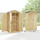 Armadio da Giardino 93x53x168 cm a 3 Ante con 4 Ripiani e Ganci in Legno di Abete Naturale      