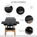 Lettino Massaggi Portatile Pieghevole 185x60x61-88 cm in Legno e Similpelle Nero