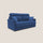 Canapé lit 3 places 196x102x97 cm en tissu bleu