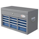 Cassetta Attrezzi con 6 Cassetti un Bauletto e 2 Chiavi 60x26x34 cm in Acciaio Blu