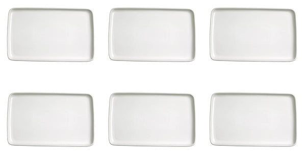 sconto Set de 6 Plateaux Snack Rectangulaires 16x8x1,5 cm en Porcelaine Allluminique Kaleidos Aluxina Bianchi