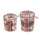 Lot de 2 Poufs de Rangement Ronds en MDF Crème et Rouge