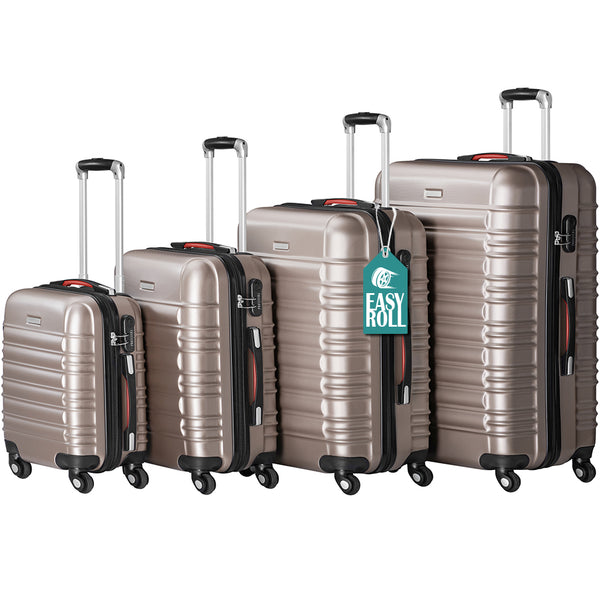 Set 4 Valigie Rigide Trolley Easy Roll Bagaglio a Mano e Stiva da Viaggio in ABS Champagne prezzo