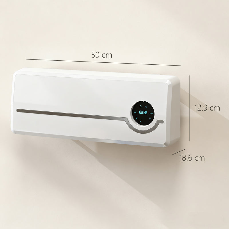 Stufa Elettrica Ceramica 2000W a Parete con 3 Modalità Riscaldamento Regolabile Timer e Telecomando Bianco      