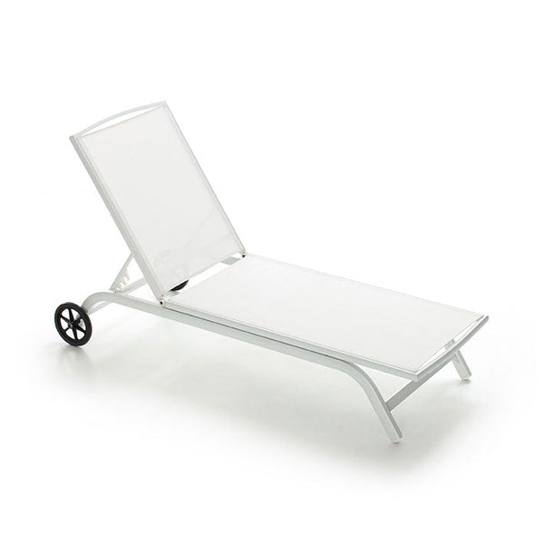 Transat de jardin inclinable en aluminium et textilène avec roues Taddei Egeo Blanc acquista