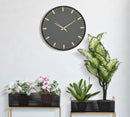 Orologio da Muro Glam Elegant Ø40x6 cm in Ferro MDF e Vetro Oro e Nero