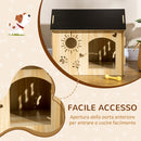 Cuccia per Cani da Interno 69x50x58,5cm Casetta Intagliata in MDF Quercia e Nero  