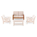 Divano 2 Posti in Legno Massello con Cuscini Oxford Ecrù