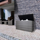 Baule da Esterno 138x70x80 cm in Rattan con Borsa Impermeabile Grigio 