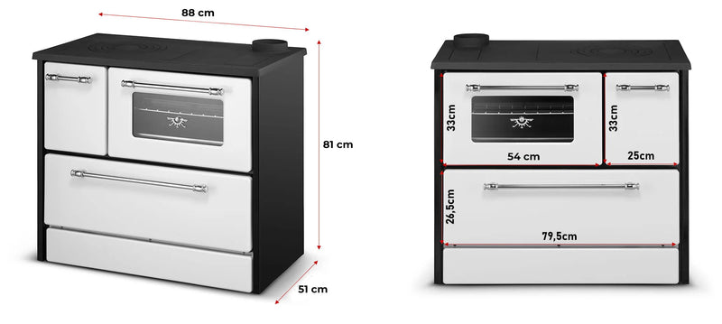 Cucina Stufa a Legna 9 KW 88x51xH81 cm Beatrice Bianca