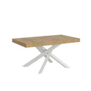 Tavolo Allungabile 160-420x90x77 cm Volantis Premium Quercia Natura Telaio Bianco 