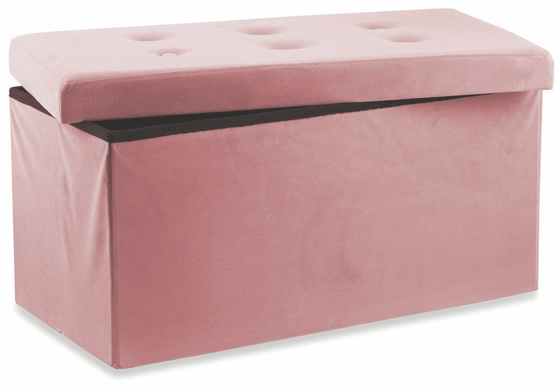 Baule Cassapanca Pouf Contenitore in Velluto Soriani Rosa Antico