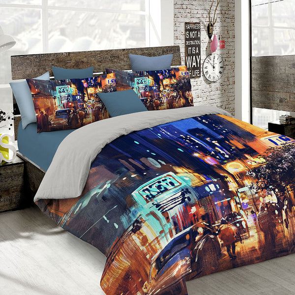 Housse de couette avec imprimé sur le sac double et les taies d'oreiller prezzo