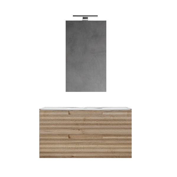 Mobile bagno sospeso 100 cm Rovere Alba ondulato Denver con Specchio Bonussi acquista