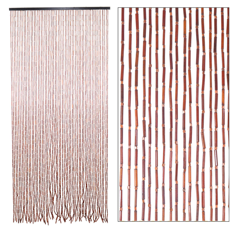 Tenda a Fili per Porta Antimosche 120x240 cm in Bambù Scuro Media