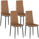 Set di 4 Sedie da Pranzo Moderne con Schienale Alto 41x50x97 cm in Finta Pelle e Acciaio Marrone Seconda Scelta     