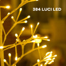 Albero di Natale Artificiale 180 cm 384 Luci LED Bianche per Interni ed Esterni al Coperto Bianco 