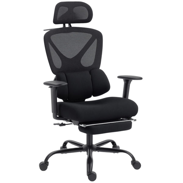 online Sedia da Ufficio Ergonomica e Traspirante 73x75x120-128 cm con Supporto Lombare Dinamico e Poggiapiedi Nero