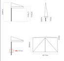 Mezzo Ombrellone da Giardino 2x4m Palo in Legno Ecrù