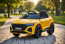Macchina Elettrica per Bambini 12V Licenza Ufficiale Audi SQ8 E-Tron con Telecomando e Sedile Pelle Giallo