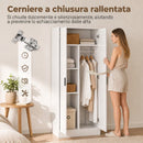 Armadio Slim 70x37x164 cm con Barra Appendiabiti e Ripiani in Truciolato Bianco      