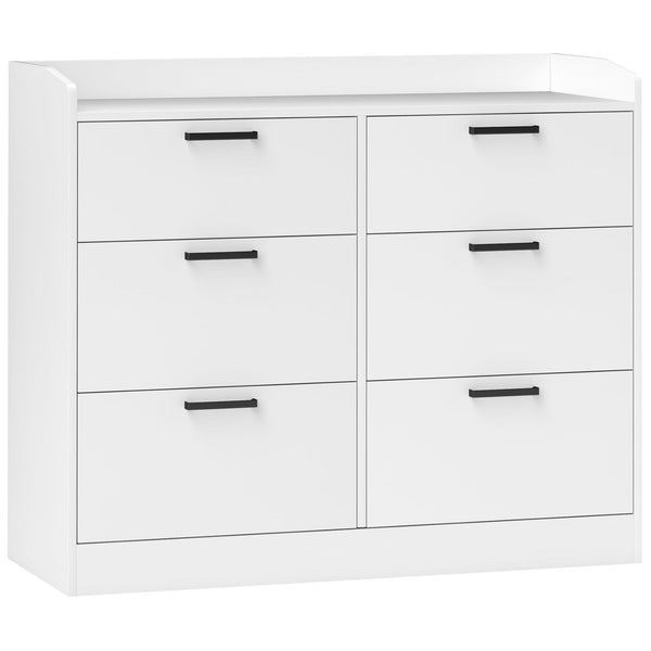sconto Cassettiera 6 Cassetti Piano con Bordi Rialzati 110x40x88 cm in Legno Bianco