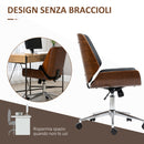 Sedia da Ufficio Design Vintage Imbottita in Finta Pelle Struttura in Legno di Pioppo Nero e Marrone Scuro  