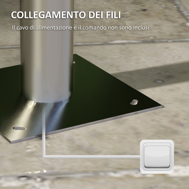 Lampione da Giardino con Paralumi a forma Sferica 63x25x210 cm in Acciaio Inox e Acrilico Argento