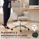 Sedia da Ufficio Girevole 64,5x68,5x110-120 cm con Schienale Alto e Altezza Regolabile in Ciniglia Beige      